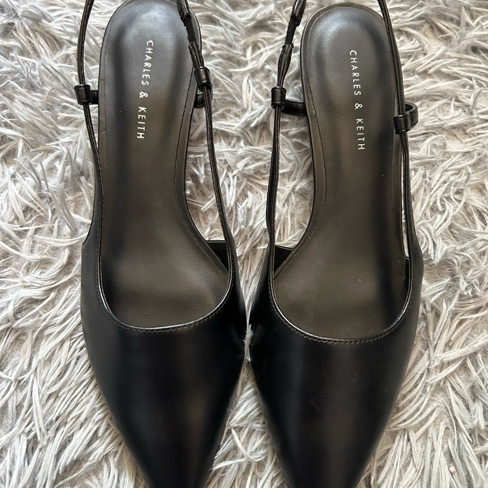 Charles & Keith Black Slingback Heels